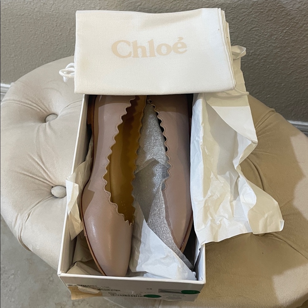 Chloe Scalloped Lauren
Ballet Flats CH24960 Pink Scalloped Leather
Size 35
